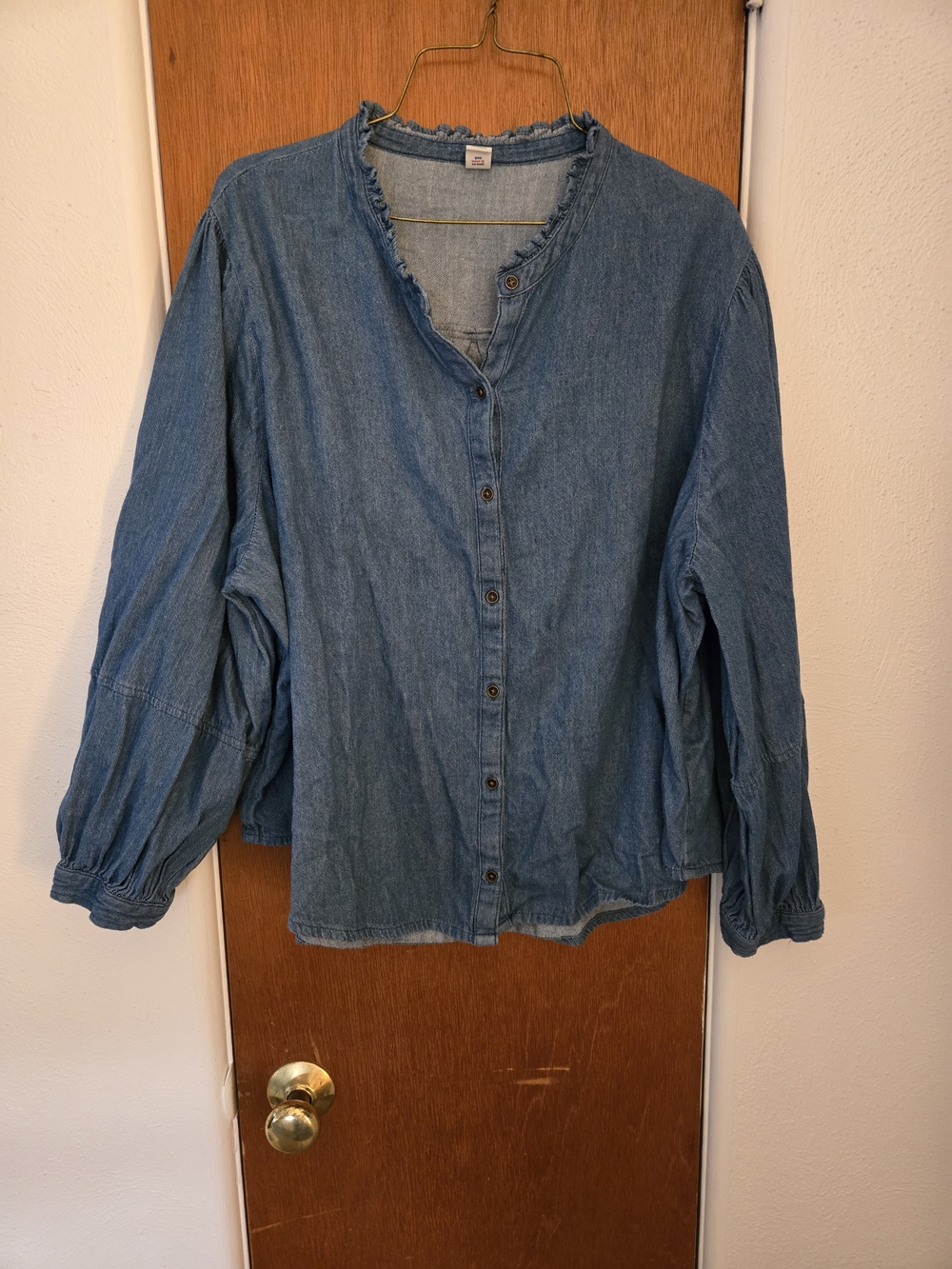 Denim Button-Front Women's Top - Blue